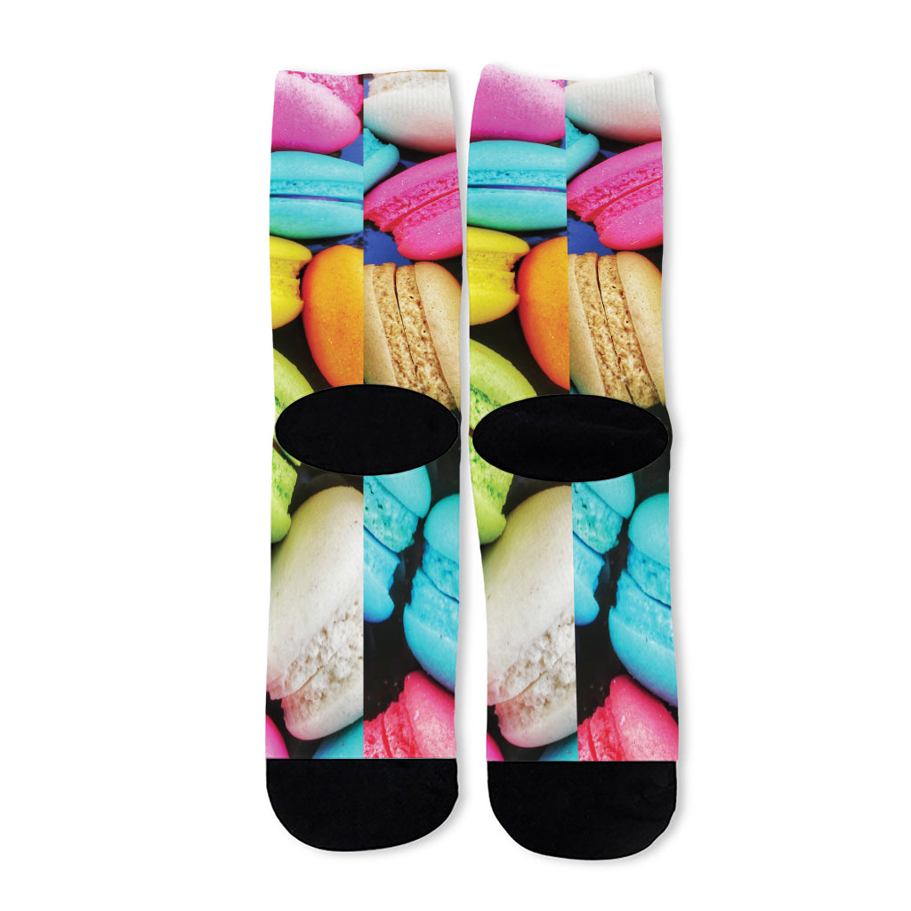 Colorful Macarons Print Long Socks