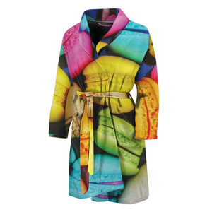 Colorful Macarons Print Men's Bathrobe