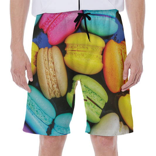 Colorful Macarons Print Men's Beach Shorts