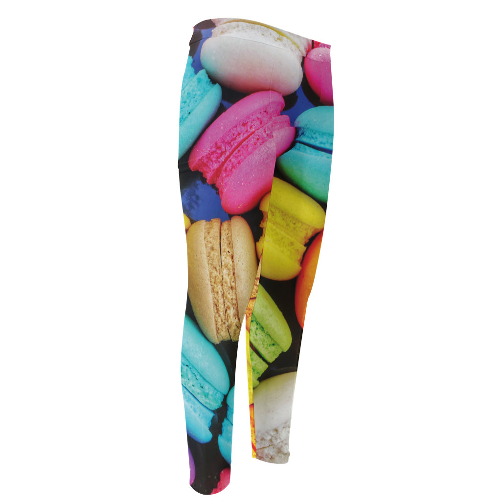 Colorful Macarons Print Men's Compression Pants