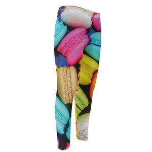 Colorful Macarons Print Men's Compression Pants