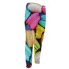 Colorful Macarons Print Men's Compression Pants