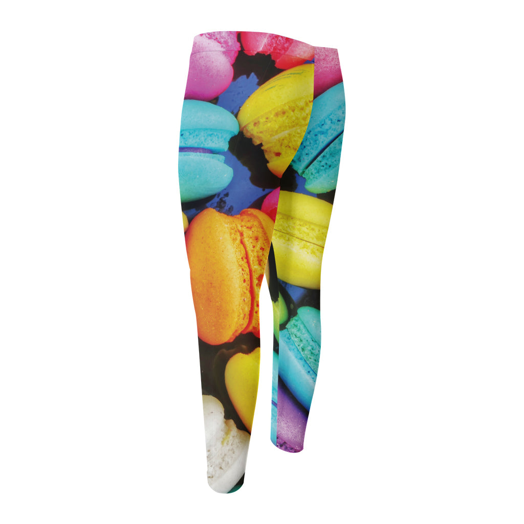 Colorful Macarons Print Men's Compression Pants