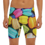 Colorful Macarons Print Men's Long Boxer Briefs