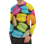 Colorful Macarons Print Men's Long Sleeve Rash Guard