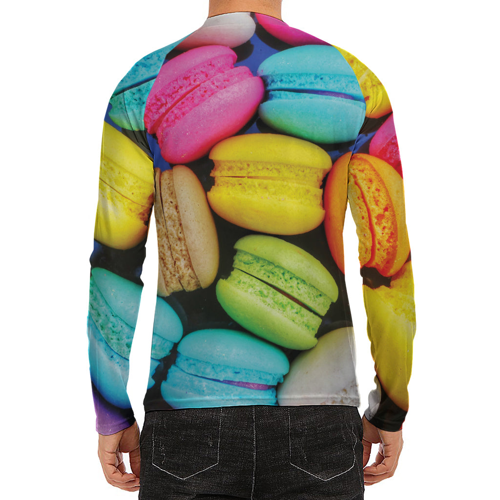 Colorful Macarons Print Men's Long Sleeve Rash Guard