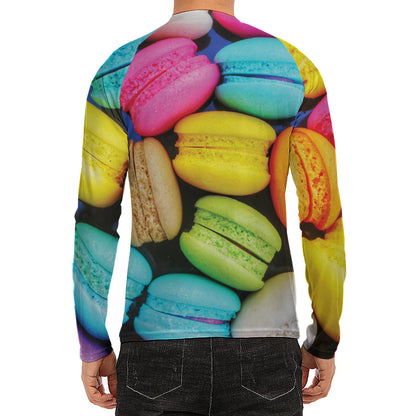Colorful Macarons Print Men's Long Sleeve Rash Guard