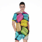 Colorful Macarons Print Men's Rompers