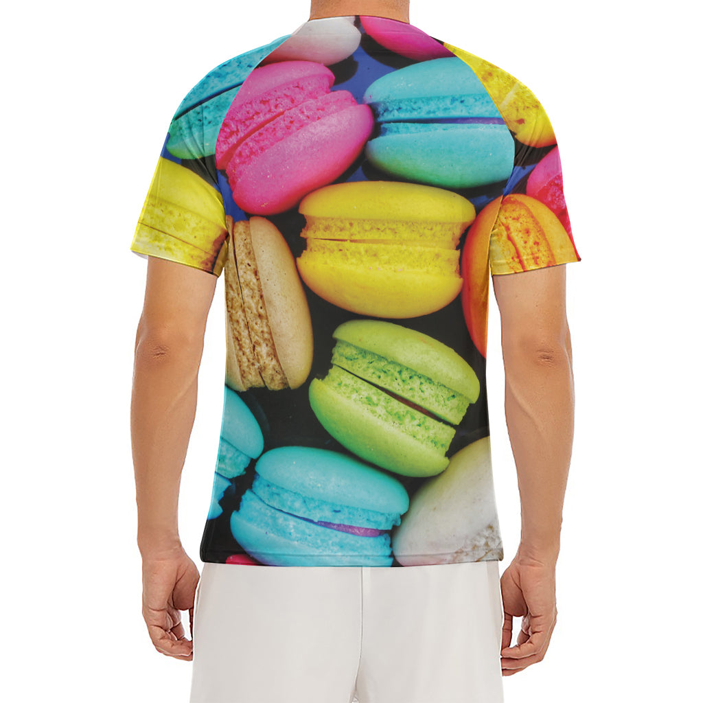 Colorful Macarons Print Men's Short Sleeve Rash Guard