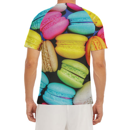 Colorful Macarons Print Men's Short Sleeve Rash Guard