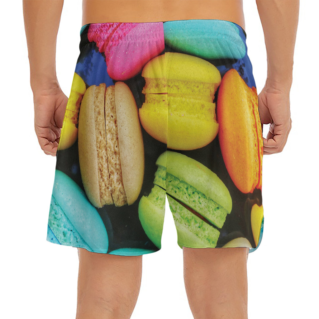Colorful Macarons Print Men's Split Running Shorts