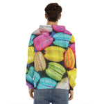Colorful Macarons Print Men's Velvet Pullover Hoodie