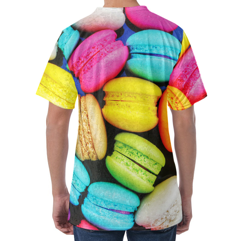 Colorful Macarons Print Men's Velvet T-Shirt
