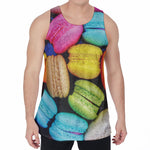 Colorful Macarons Print Men's Velvet Tank Top