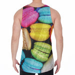 Colorful Macarons Print Men's Velvet Tank Top