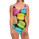 Colorful Macarons Print One Piece Swimsuit