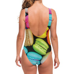 Colorful Macarons Print One Piece Swimsuit