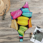 Colorful Macarons Print One Shoulder Bodysuit