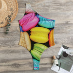Colorful Macarons Print One Shoulder Bodysuit
