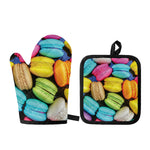 Colorful Macarons Print Oven Mitt And Pot Holder Set
