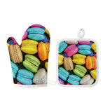 Colorful Macarons Print Oven Mitt And Pot Holder Set