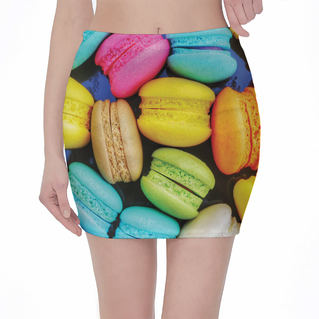 Colorful Macarons Print Pencil Mini Skirt