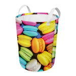 Colorful Macarons Print Round Laundry Basket