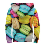 Colorful Macarons Print Sherpa Lined Zip Up Hoodie