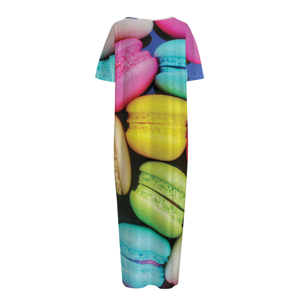 Colorful Macarons Print Short Sleeve Long Nightdress