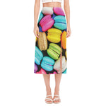 Colorful Macarons Print Side Slit Midi Skirt