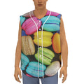 Colorful Macarons Print Sleeveless Baseball Jersey