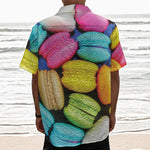 Colorful Macarons Print Textured Short Sleeve Shirt