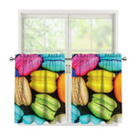 Colorful Macarons Print Tier Curtains