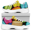 Colorful Macarons Print White Chunky Shoes