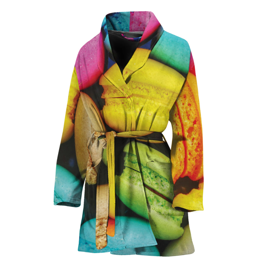 Colorful Macarons Print Women's Bathrobe