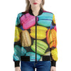 Colorful Macarons Print Women's Bomber Jacket