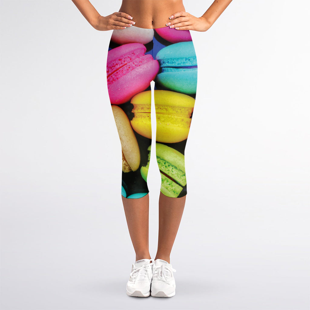 Colorful Macarons Print Women's Capri Leggings