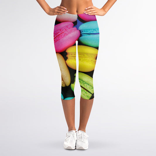 Colorful Macarons Print Women's Capri Leggings