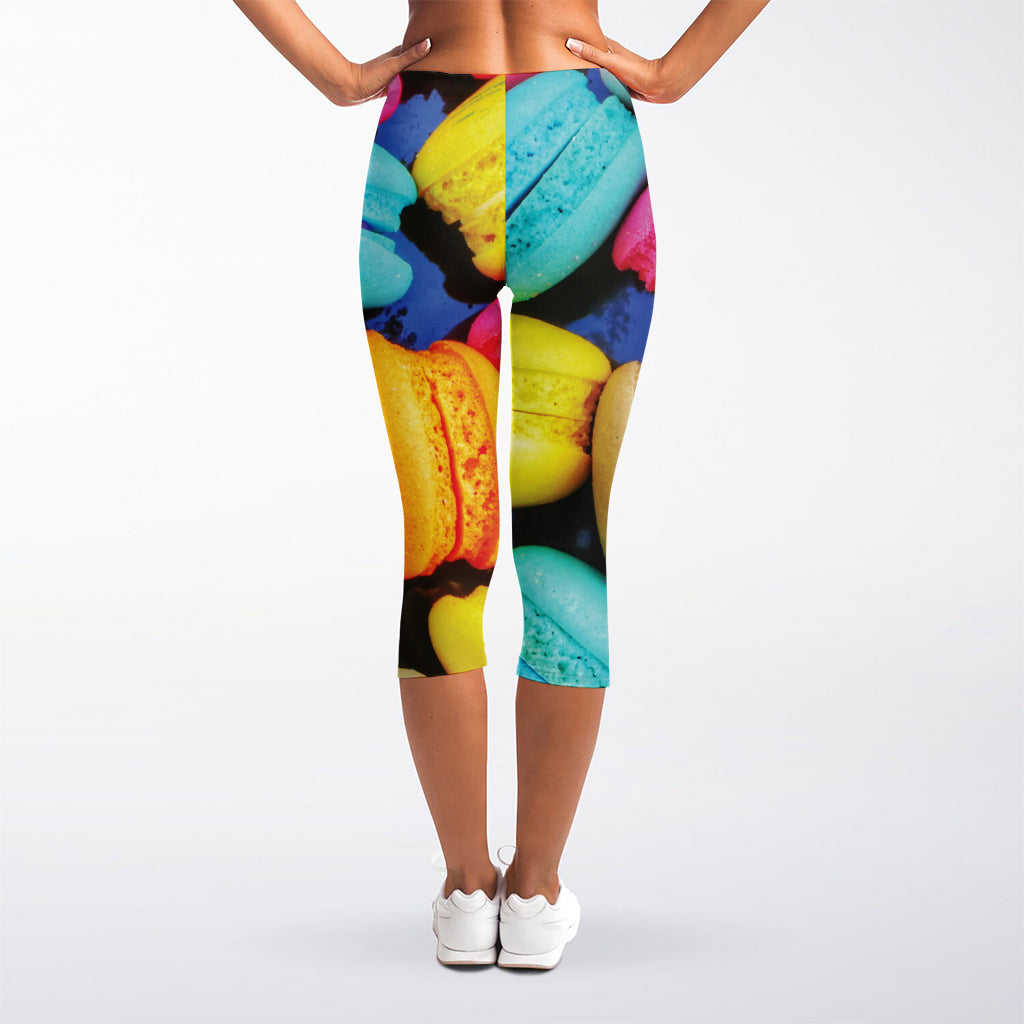 Colorful Macarons Print Women's Capri Leggings
