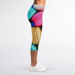 Colorful Macarons Print Women's Capri Leggings
