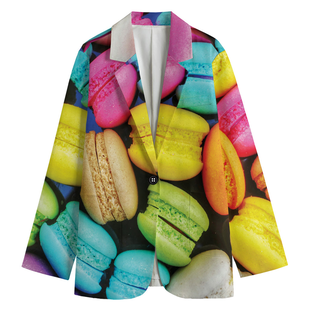 Colorful Macarons Print Women's Cotton Blazer