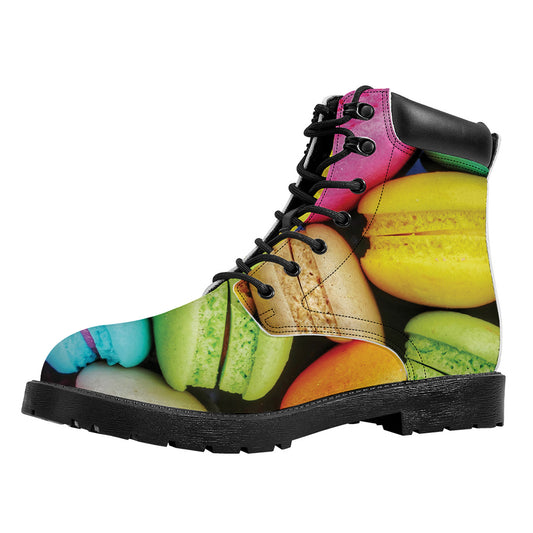 Colorful Macarons Print Work Boots