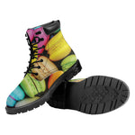 Colorful Macarons Print Work Boots