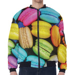 Colorful Macarons Print Zip Sleeve Bomber Jacket