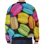 Colorful Macarons Print Zip Sleeve Bomber Jacket