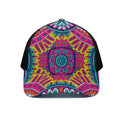 Colorful Mandala Bohemian Pattern Print Black Mesh Trucker Hat