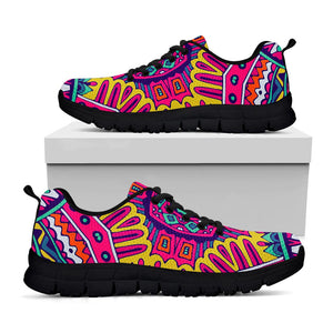 Colorful Mandala Bohemian Pattern Print Black Running Shoes