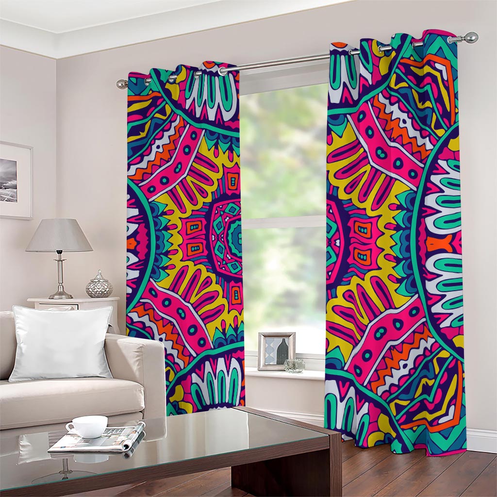 Colorful Mandala Bohemian Pattern Print Blackout Grommet Curtains
