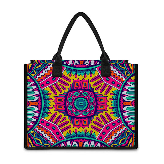 Colorful Mandala Bohemian Pattern Print Canvas Tote Bag