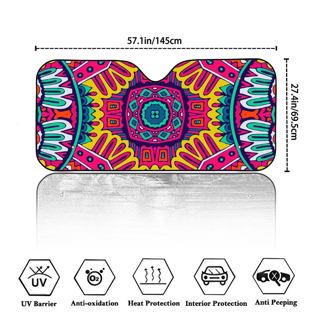 Colorful Mandala Bohemian Pattern Print Car Windshield Sun Shade